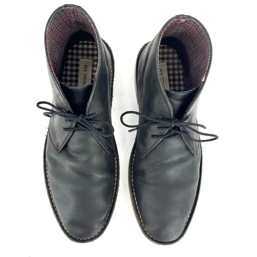 Ben Sherman Black Nubuck Leather Desert Boots‎ - Fabric Lined, Men's Size 10